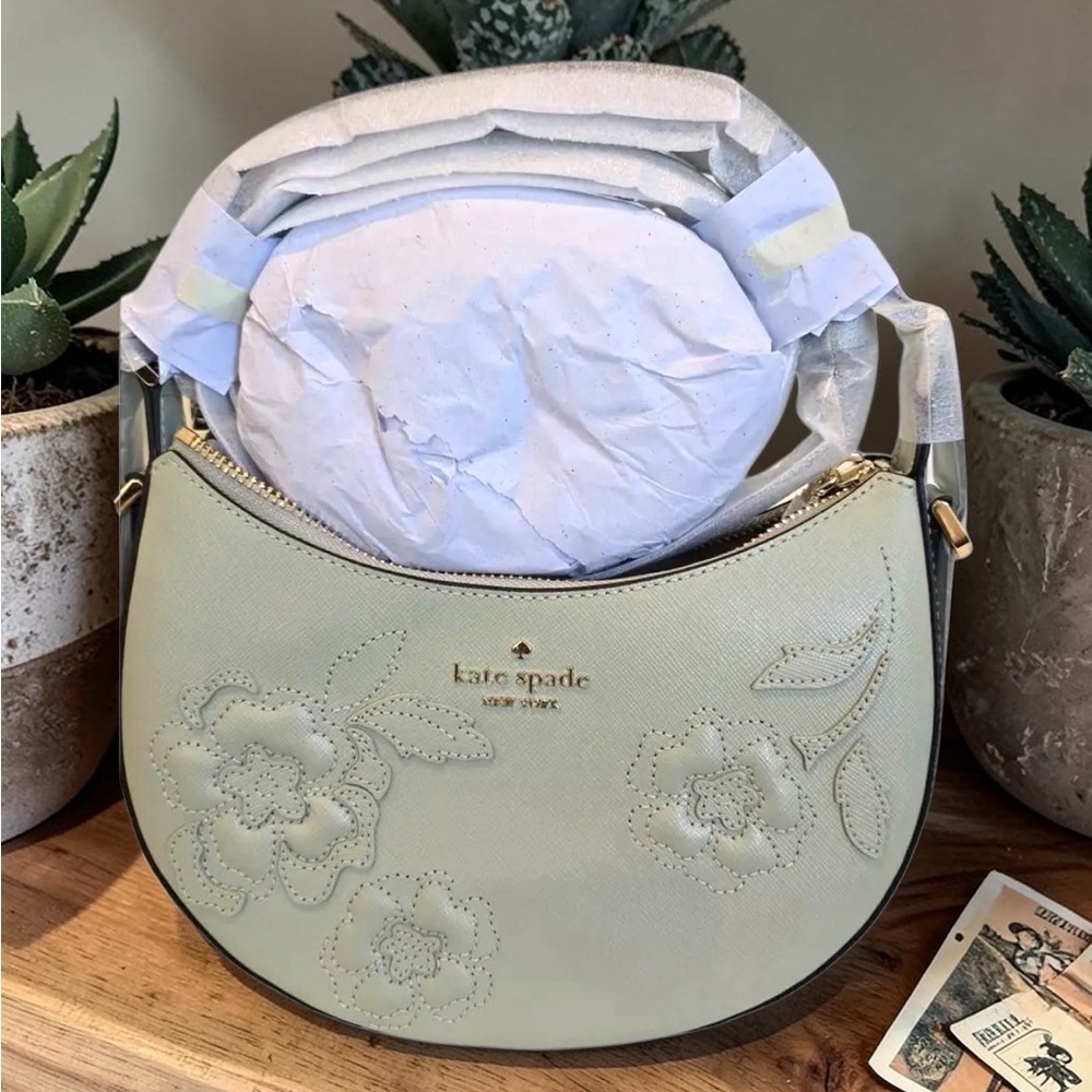 kate spade Light Green Floral Embossed Hobo Bag - Picture 3 of 4